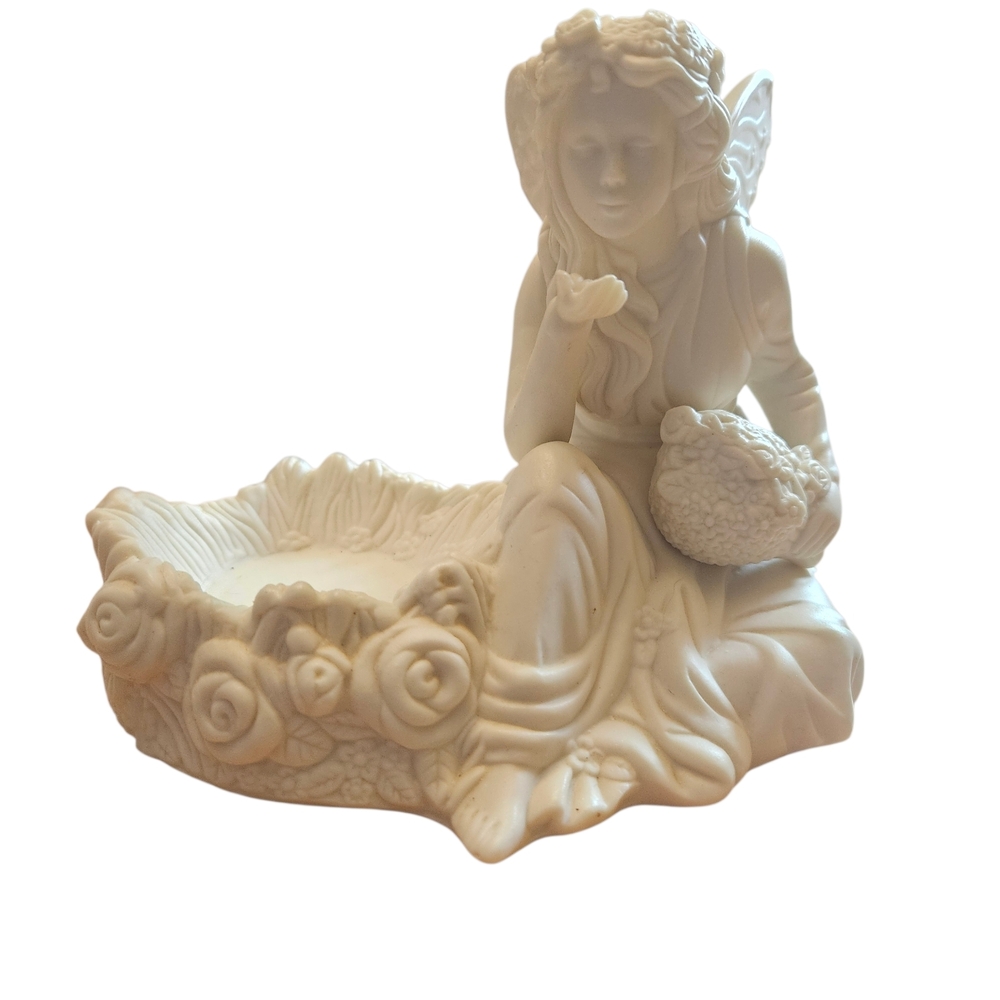 PartyLite Angel Tealight Candle Holder White Fairy Resin 5x6 - Picture 4 of 5